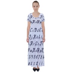 Font Lettering Alphabet Writing High Waist Short Sleeve Maxi Dress by Celenk