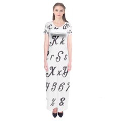 Font Lettering Alphabet Writing Short Sleeve Maxi Dress by Celenk