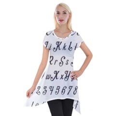 Font Lettering Alphabet Writing Short Sleeve Side Drop Tunic by Celenk