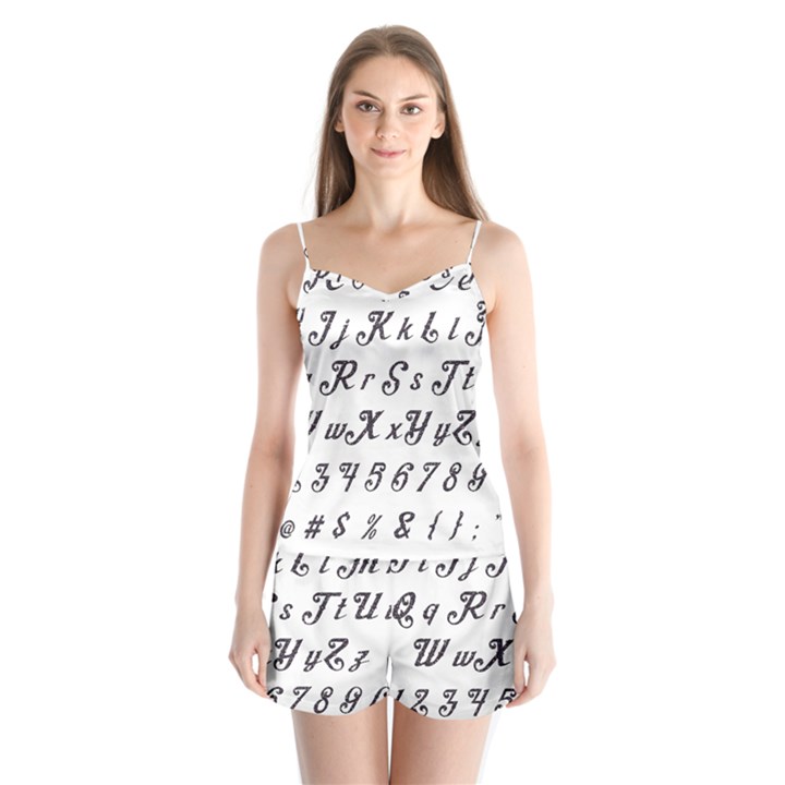 Font Lettering Alphabet Writing Satin Pajamas Set