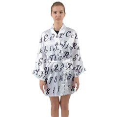 Font Lettering Alphabet Writing Long Sleeve Kimono Robe