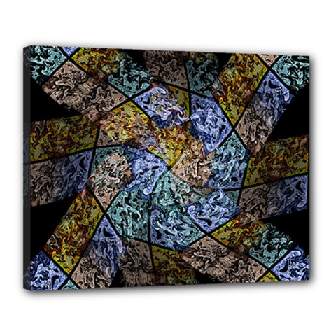 Multi Color Tile Twirl Octagon Canvas 20  X 16  by Celenk