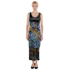 Multi Color Tile Twirl Octagon Fitted Maxi Dress by Celenk