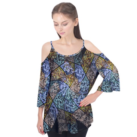 Multi Color Tile Twirl Octagon Flutter Tees by Celenk