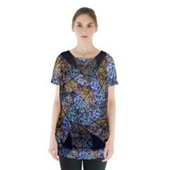 Multi Color Tile Twirl Octagon Skirt Hem Sports Top