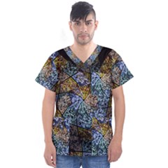 Multi Color Tile Twirl Octagon Men s V-neck Scrub Top