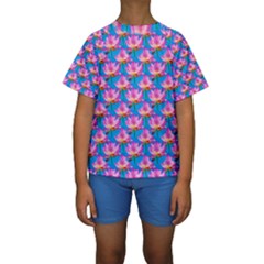 Seamless Flower Pattern Colorful Kids  Short Sleeve Swimwear by Celenk