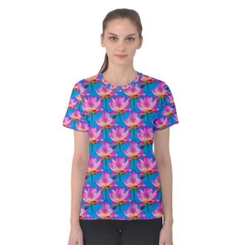 Seamless Flower Pattern Colorful Women s Cotton Tee by Celenk