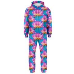 Seamless Flower Pattern Colorful Hooded Jumpsuit (men)  by Celenk