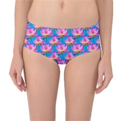 Seamless Flower Pattern Colorful Mid-waist Bikini Bottoms by Celenk