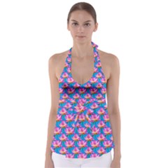 Seamless Flower Pattern Colorful Babydoll Tankini Top by Celenk