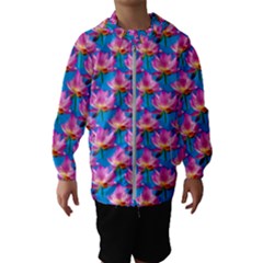 Seamless Flower Pattern Colorful Hooded Wind Breaker (kids) by Celenk