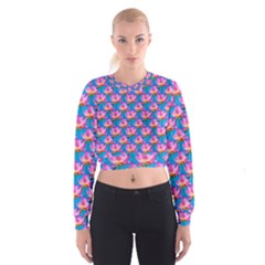 Seamless Flower Pattern Colorful Cropped Sweatshirt by Celenk