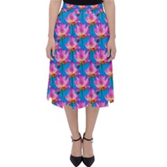 Seamless Flower Pattern Colorful Folding Skater Skirt by Celenk