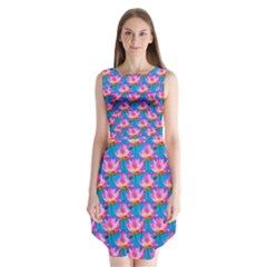 Seamless Flower Pattern Colorful Sleeveless Chiffon Dress   by Celenk