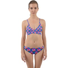 Seamless Flower Pattern Colorful Wrap Around Bikini Set by Celenk