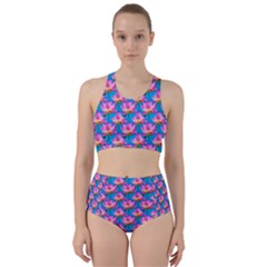 Seamless Flower Pattern Colorful Racer Back Bikini Set by Celenk