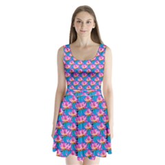 Seamless Flower Pattern Colorful Split Back Mini Dress  by Celenk