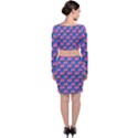 Seamless Flower Pattern Colorful Long Sleeve Crop Top & Bodycon Skirt Set View2