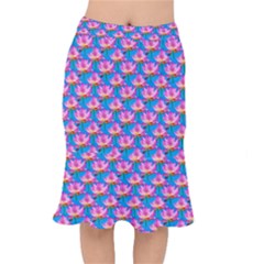 Seamless Flower Pattern Colorful Mermaid Skirt by Celenk