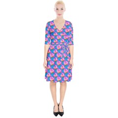 Seamless Flower Pattern Colorful Wrap Up Cocktail Dress by Celenk