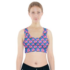 Seamless Flower Pattern Colorful Sports Bra With Pocket by Celenk