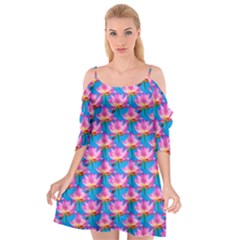 Seamless Flower Pattern Colorful Cutout Spaghetti Strap Chiffon Dress by Celenk