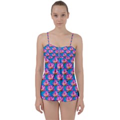 Seamless Flower Pattern Colorful Babydoll Tankini Set by Celenk