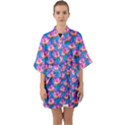 Seamless Flower Pattern Colorful Quarter Sleeve Kimono Robe View1