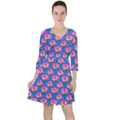 Seamless Flower Pattern Colorful Ruffle Dress by Celenk