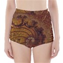 Copper Caramel Swirls Abstract Art High-Waisted Bikini Bottoms View1