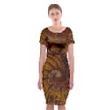 Copper Caramel Swirls Abstract Art Classic Short Sleeve Midi Dress View1