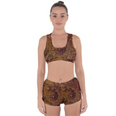 Copper Caramel Swirls Abstract Art Racerback Boyleg Bikini Set by Celenk