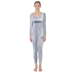 Plank Pattern Image Organization Long Sleeve Catsuit by Celenk