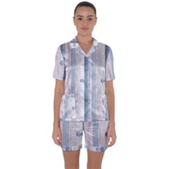 Plank Pattern Image Organization Satin Short Sleeve Pyjamas Set by Celenk