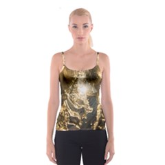 Gold Sea Coast Waves Depier Spaghetti Strap Top by Celenk