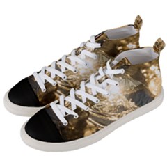 Gold Sea Coast Waves Depier Men s Mid-top Canvas Sneakers