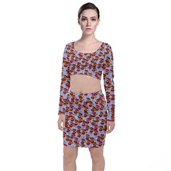 Chickens Animals Cruelty To Animals Long Sleeve Crop Top & Bodycon Skirt Set by Celenk