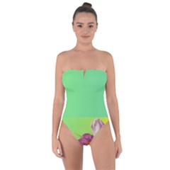 Background Homepage Blossom Bloom Tie Back One Piece Swimsuit by Celenk