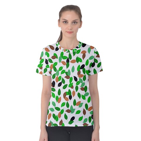 Leaves True Leaves Autumn Green Women s Cotton Tee by Celenk