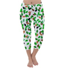 Leaves True Leaves Autumn Green Capri Winter Leggings  by Celenk