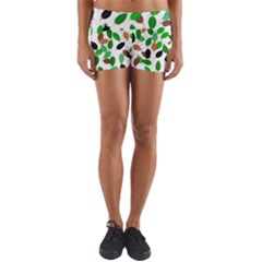 Leaves True Leaves Autumn Green Yoga Shorts by Celenk