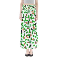 Leaves True Leaves Autumn Green Full Length Maxi Skirt by Celenk