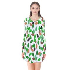 Leaves True Leaves Autumn Green Flare Dress by Celenk