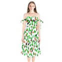 Leaves True Leaves Autumn Green Shoulder Tie Bardot Midi Dress View1