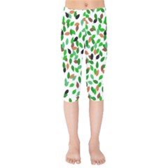 Leaves True Leaves Autumn Green Kids  Capri Leggings  by Celenk