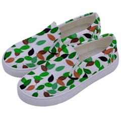 Leaves True Leaves Autumn Green Kids  Canvas Slip Ons by Celenk