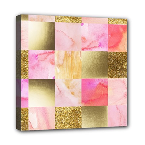 Collage Gold And Pink Mini Canvas 8  X 8  by NouveauDesign