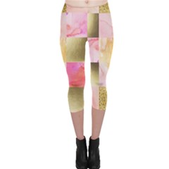 Collage Gold And Pink Capri Leggings  by NouveauDesign