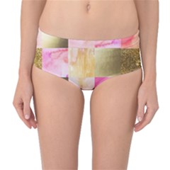 Collage Gold And Pink Mid-waist Bikini Bottoms by NouveauDesign